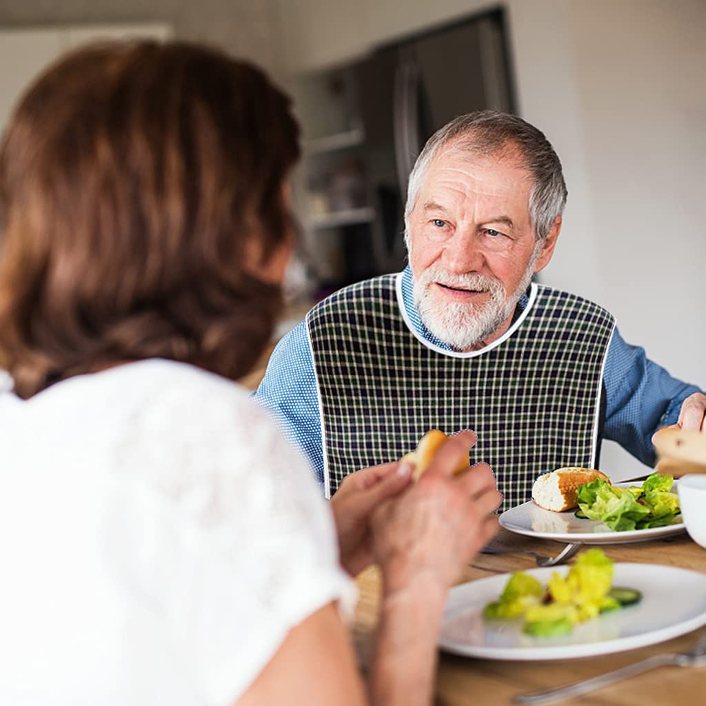 HASTHIP Adult Bibs for Elderly with Waterproof PVC Lining 78 x 44cm | Washable Green Dining Protector
