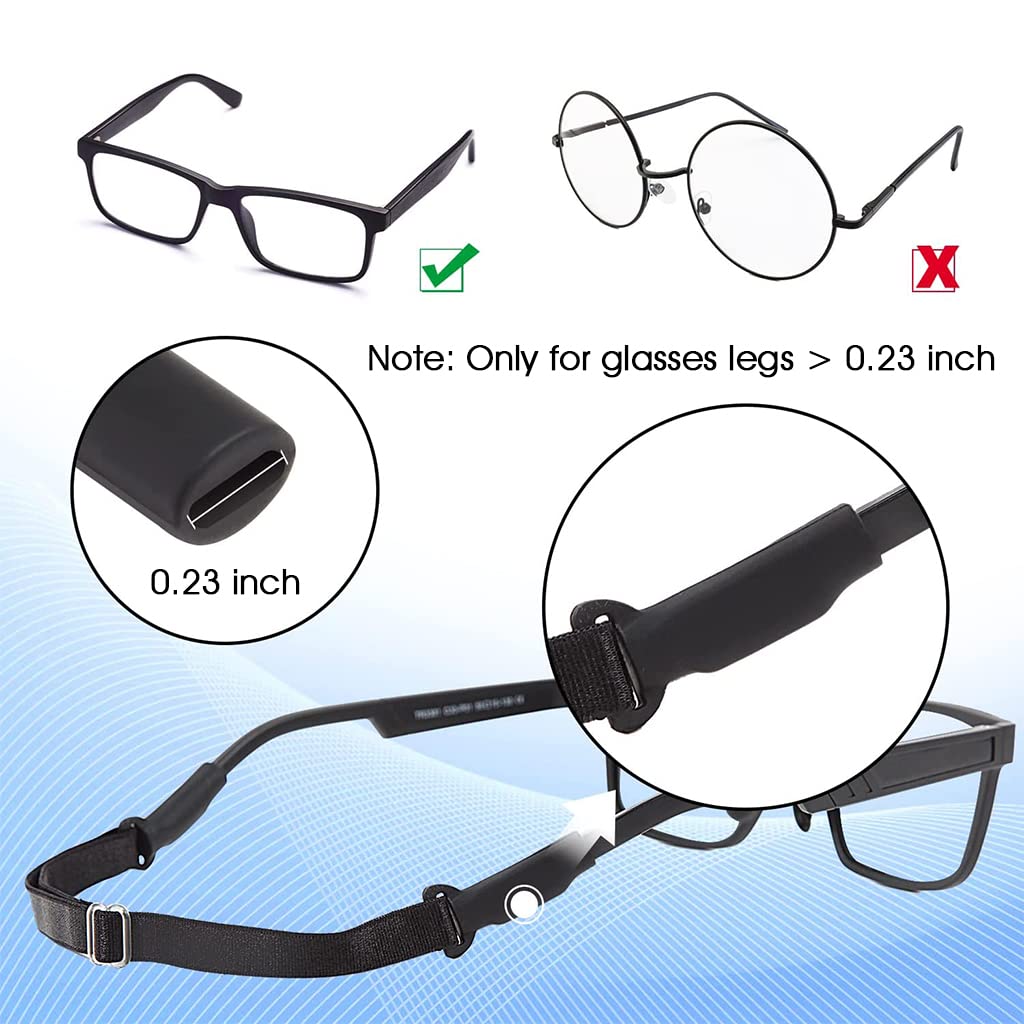 HASTHIP Eyeglasses Straps for Outdoor and Daily Use featuring Adjustable 23–40cm Elastic Holders | 3pcs Black Set for Adults