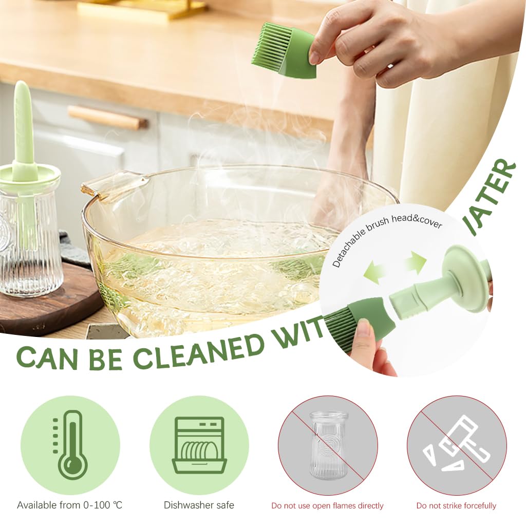 ZIBUYU Silicone Sauce Oil Brush for Cooking with 200 ML Dispenser Bottle | Food‑Grade Integrated Design