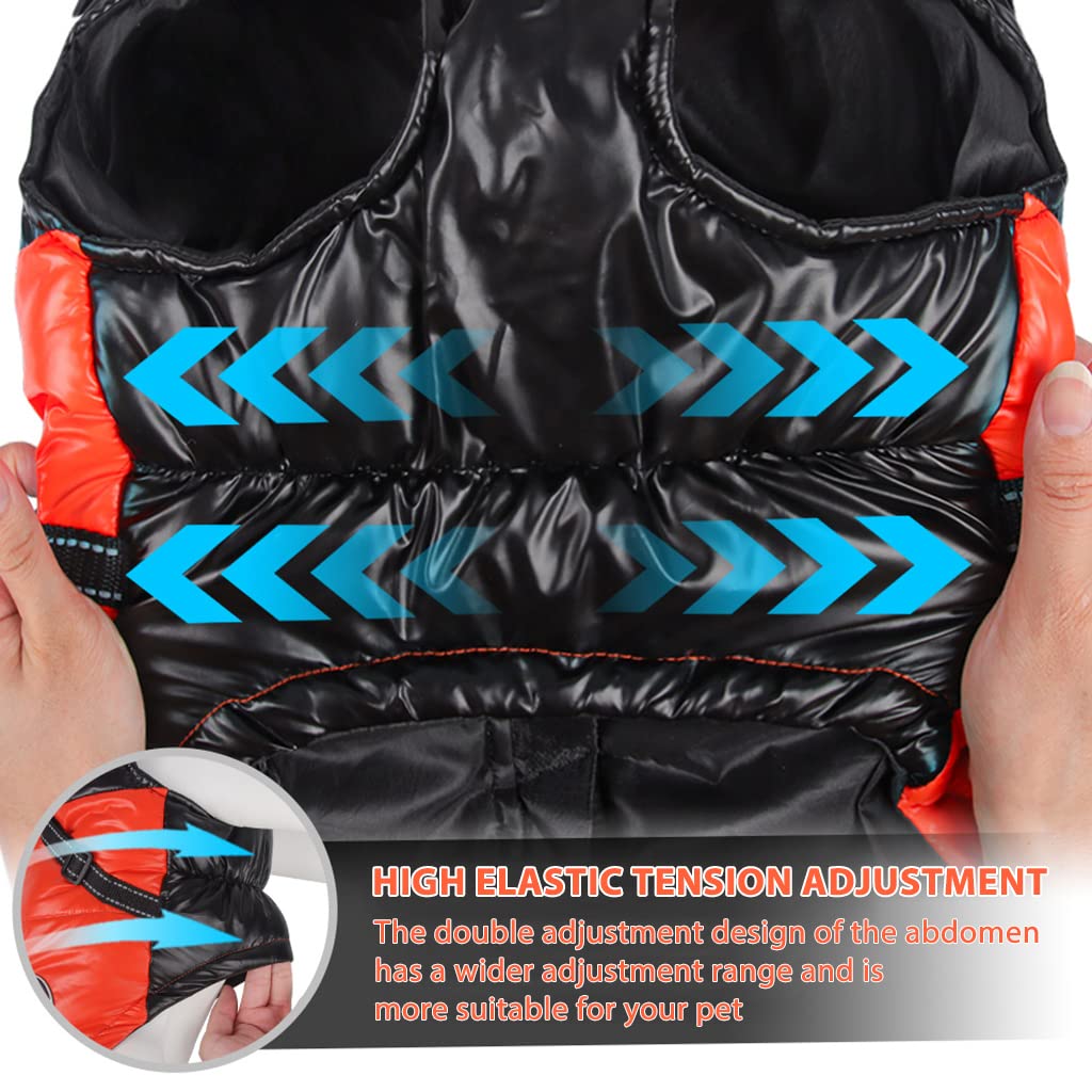 ZIBUYU Dog Jacket for Winter with Dual D Ring and Reflective Strip | 2XL Black Fleece