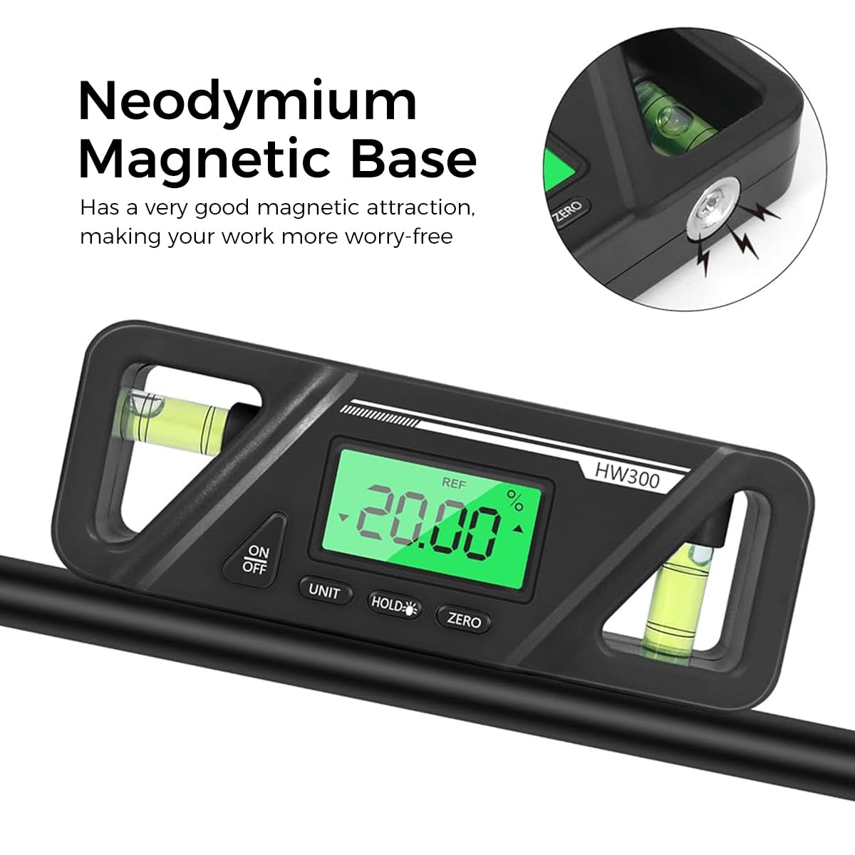 Serplex Mini Angle Gauge for Precision Measurement with Dual Bubble Levels and LCD Display
