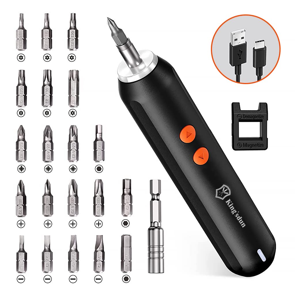 Serplex Electric Screwdriver Kit for DIY and Repairing with 20 Bits and 2.5Nm Torque | USB Rechargeable 3.7V Cordless Tool Set