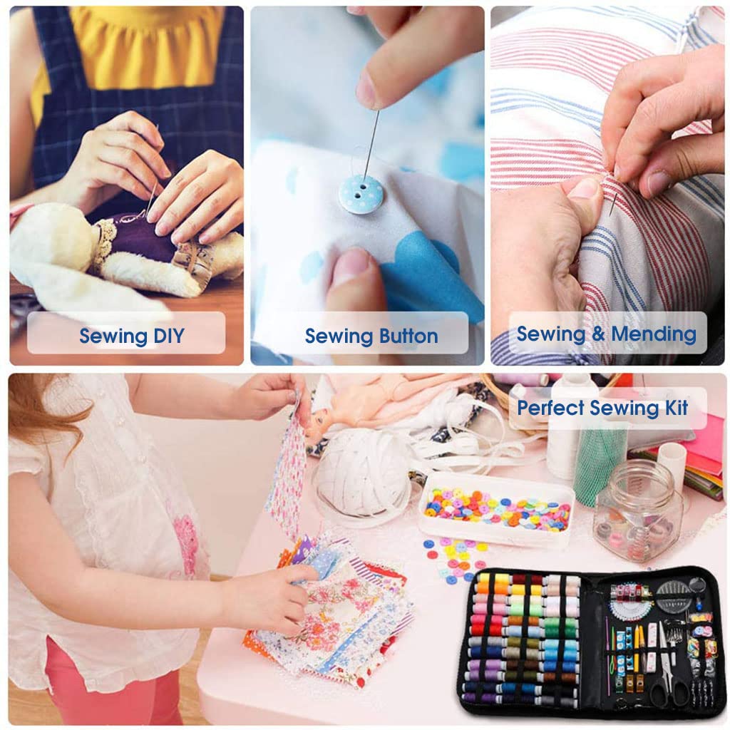 ELEPHANTBOAT Sewing Kit for Home Use with 226 pcs Box featuring 43 XL Thread Spools | Compact Case