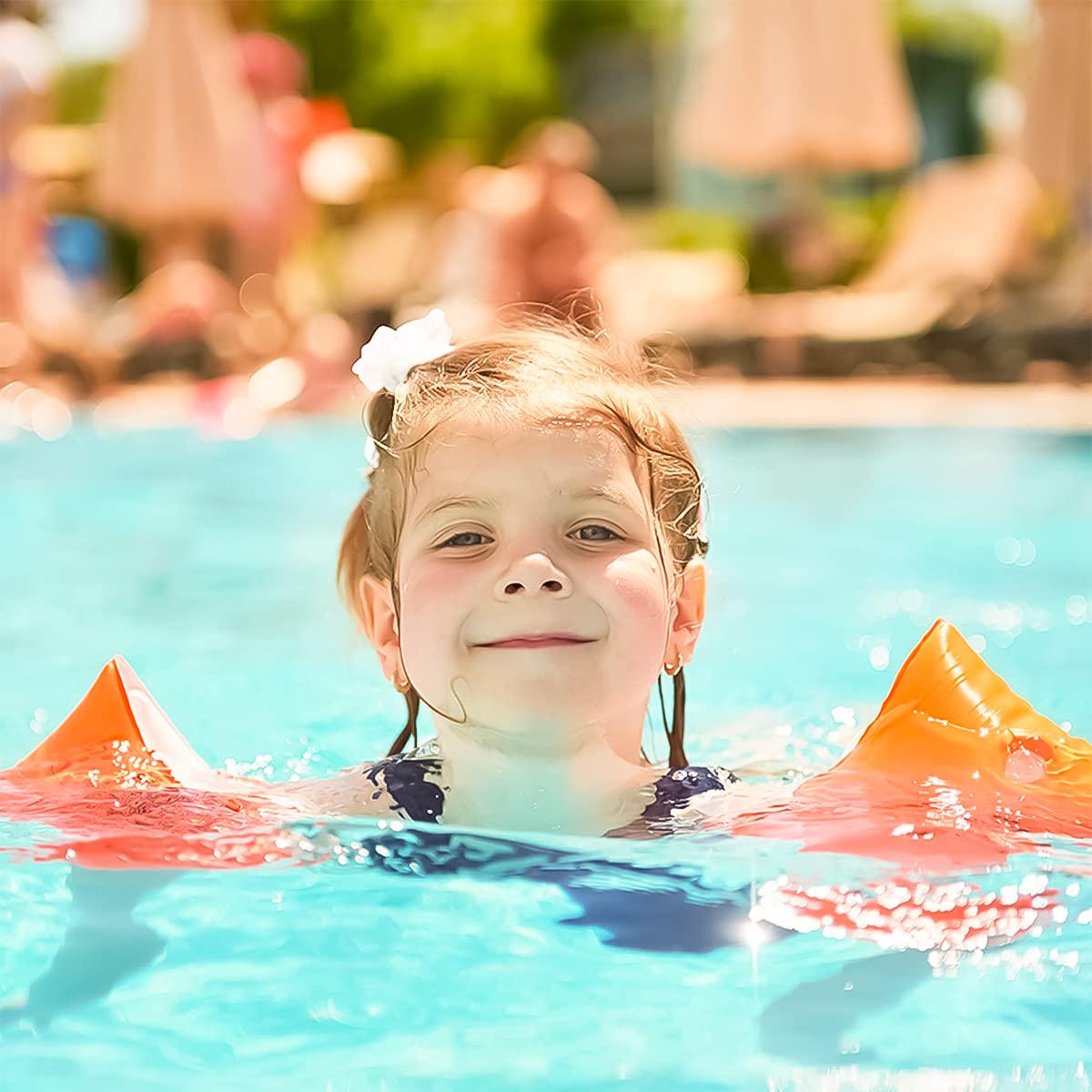 Proberos Inflatable Arm Float Sleeves with Dual Air Bag Design for 30–100kg Users | Orange PVC Swim Aids