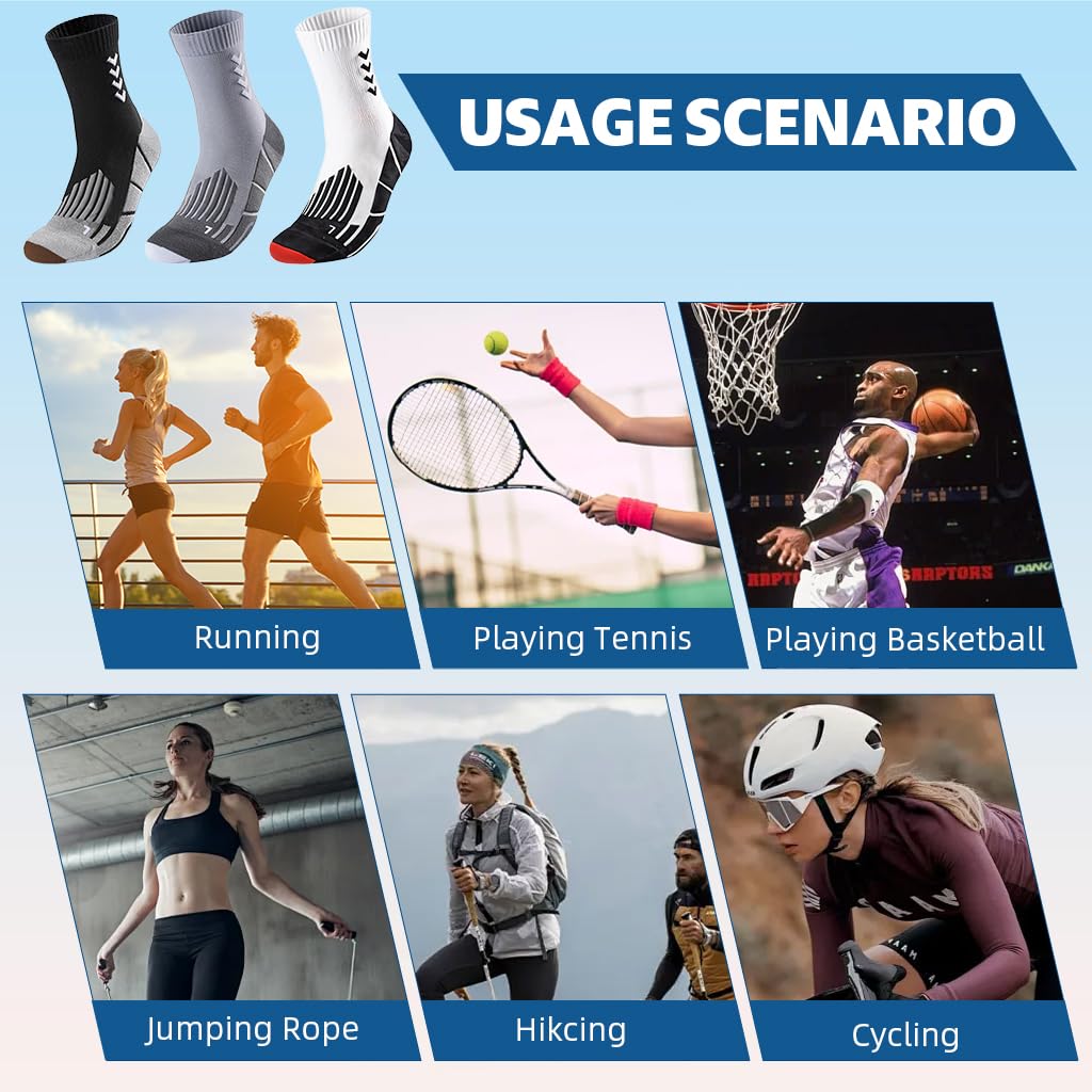 PROBEROS Compression Socks for Running with 15-20 mmHg Support | 9 Pairs for Men