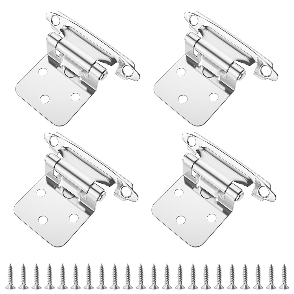 Serplex Cabinet Hinges for Closet and Cupboard Doors with Spring Self Closing Mechanism | 4pcs Set Including Screw Pack