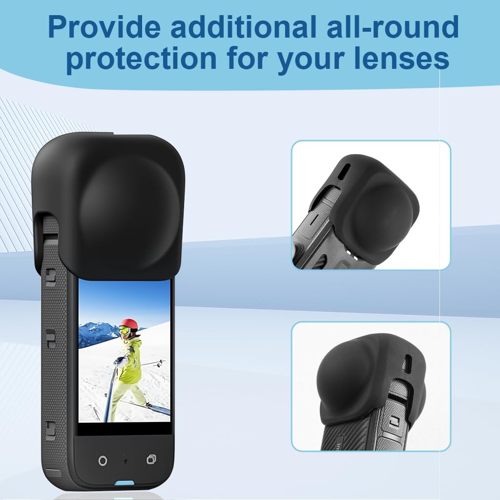 ZORBES Silicone Camera Lens Cover for Insta360 X5 and X4 featuring Contoured Fit | 2PCS Anti Scratch Dust Protection