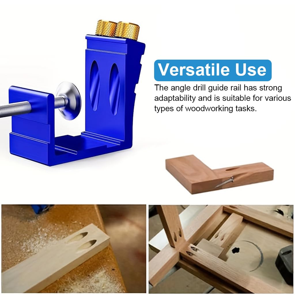 Serplex Woodwork Hole Drill Guide for Cabinet Making with Dual Hole 15° Design | Aluminum Alloy 46Pcs Set