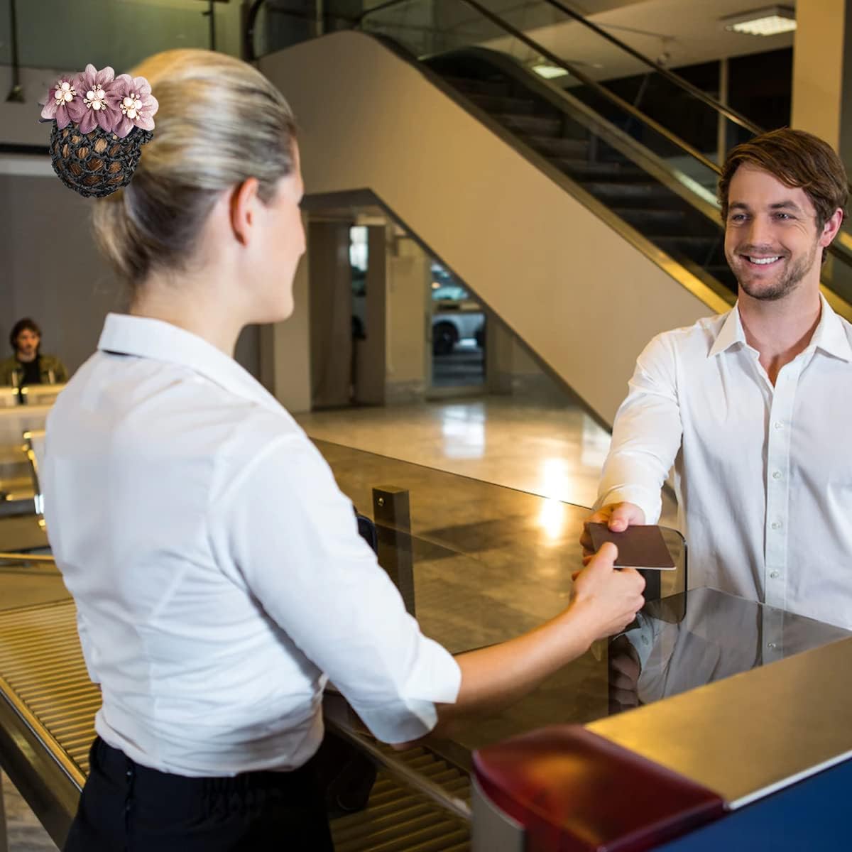 MAYCREATE Hair Bun Accessories for Women featuring Alloy Spring Clip and Pearl Mesh Design | Ideal for Work and Dance Styles