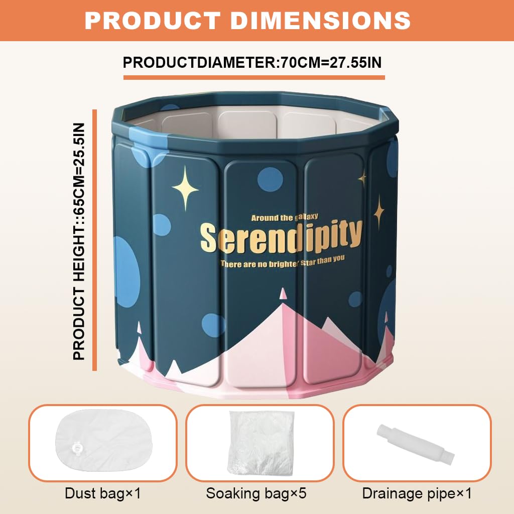 HANNEA Bath Tub for Bathroom with 25.5 in Diameter PVC Foldable Design | Ice and Hot Water Therapy