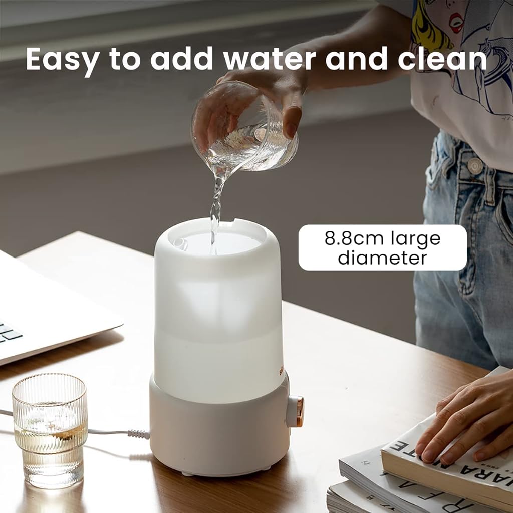 Bear® Humidifier for Room Moisture 1L Aromatic Diffuser Essential Oil Allow 28dB Silent Humidifier for Plants Household Top Filling Ultrasonic Cool Mist Desktop Humidifier with Stepless Mist Adjust