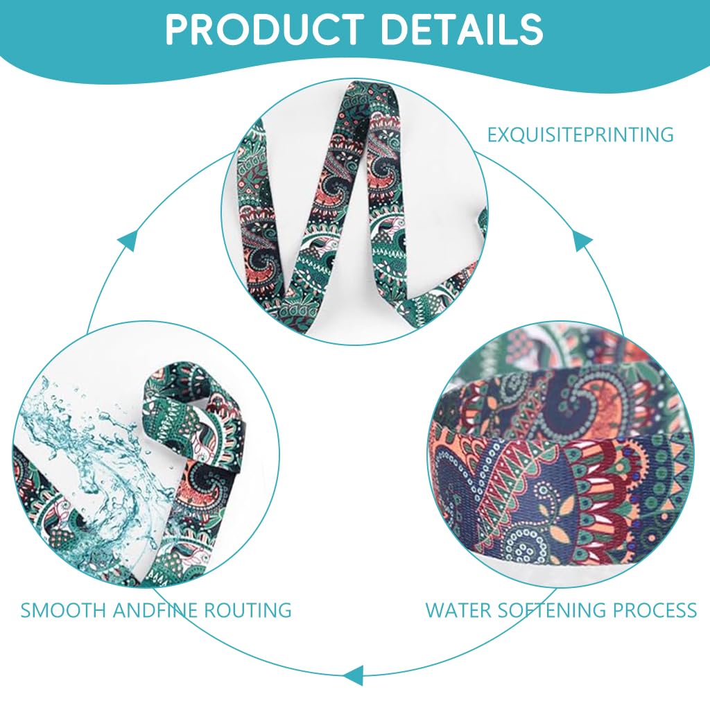 Proberos Yoga Mat Carrying Strap 5.5ft with Adjustable Hoops and Green Mandala Print | Nylon Sling for Studio or Outdoor Practice