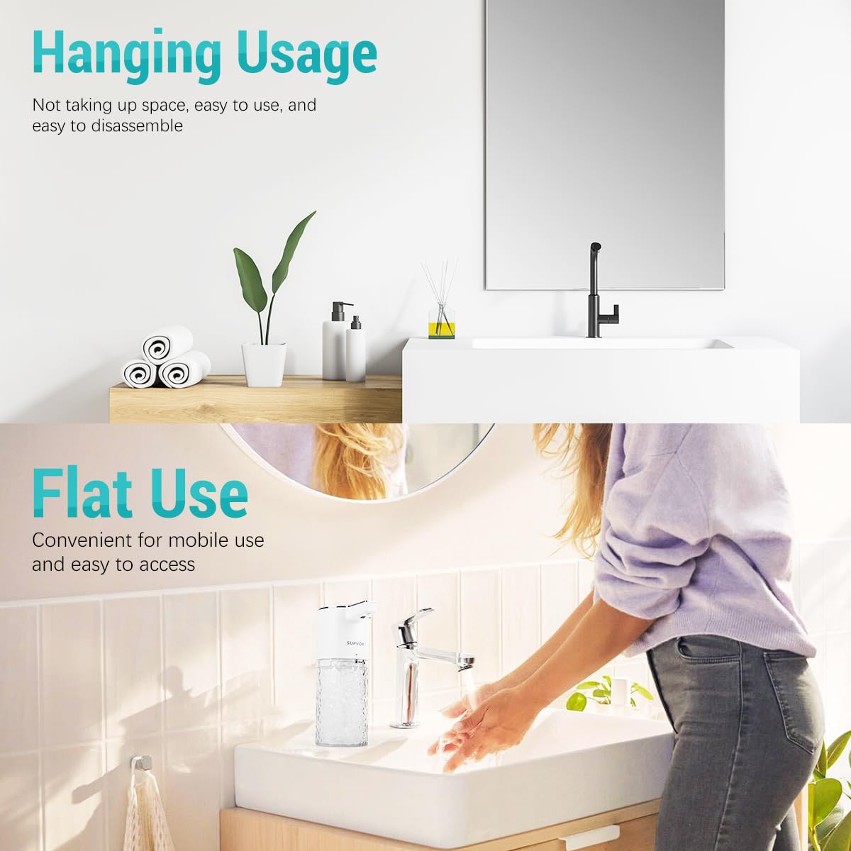 Supvox Automatic Soap Dispenser for Bathroom and Kitchen featuring 400ml Capacity and 4 Dispensing Modes | USB Rechargeable Touchless Sensor Design