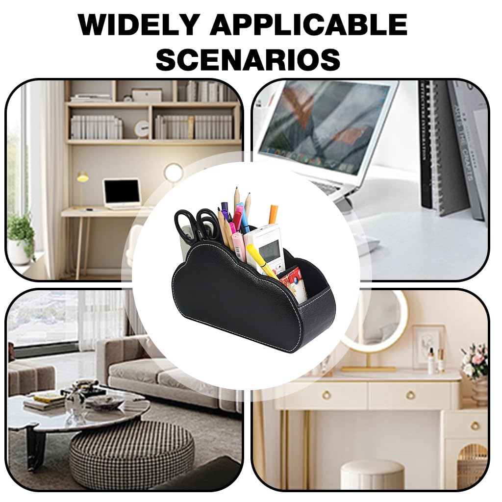 OFIFO Remote Holder for Table with 5 Compartments featuring Reinforced Panels and PU Leather Design | Ideal for Living Room or Office Organization