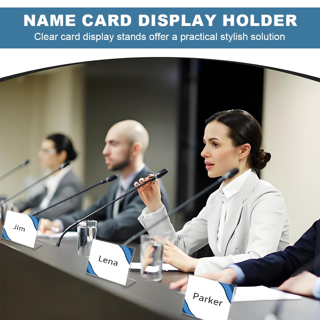 OFIFO Clear Acrylic Display Stand for Tables featuring L Shaped Design 30 Pack 9x6cm | Transparent Sign Holder for Price Tags and Menus