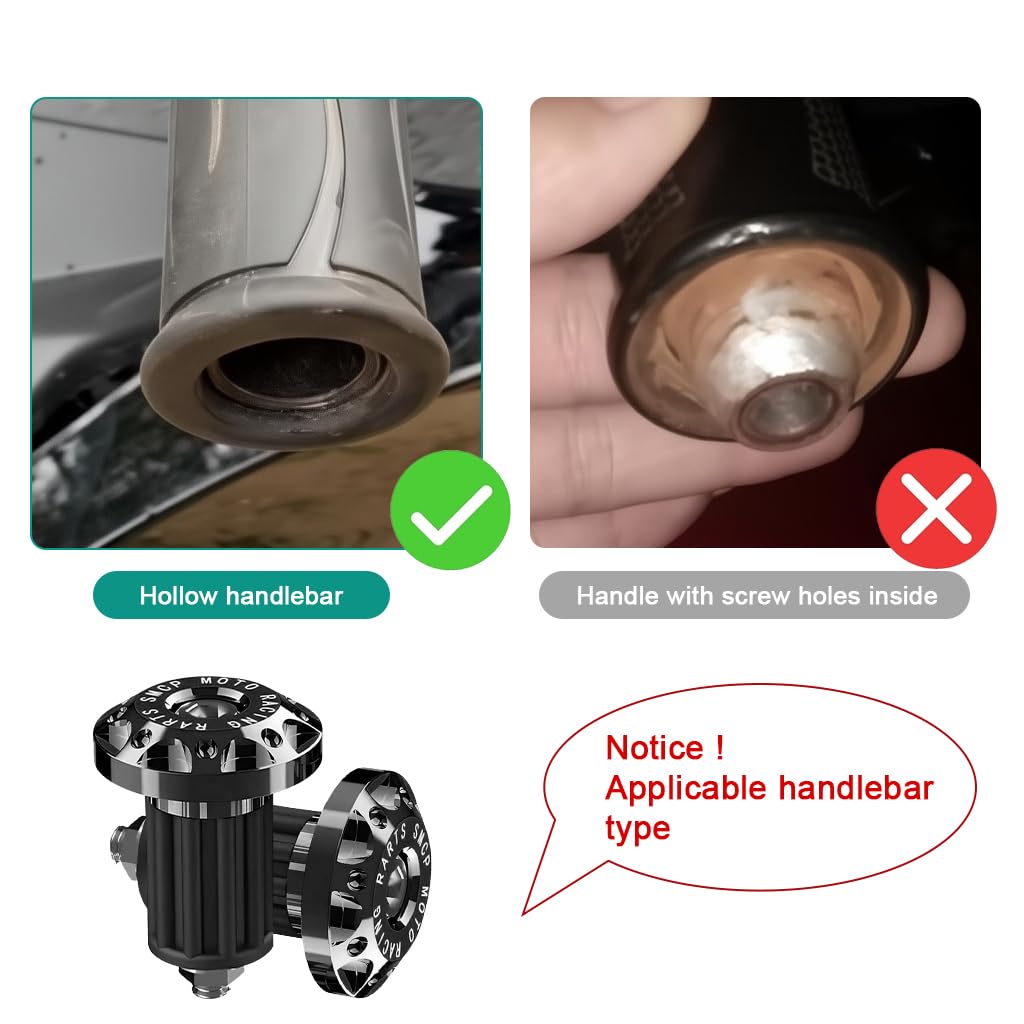 STHIRA Motorcycle Handlebar End Plugs for 22mm Grip with CNC Machined Caps and Wrench Tool