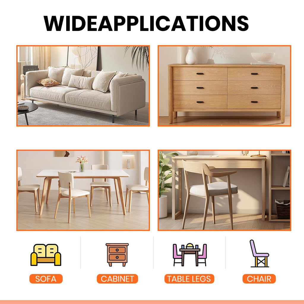 Serplex Table Feet Pads 64PCS Screw In Floor Protectors for Wooden Furniture with Wear Resistant PVC | Anti Slip Risers 2.4cm for Chair Stool Desk