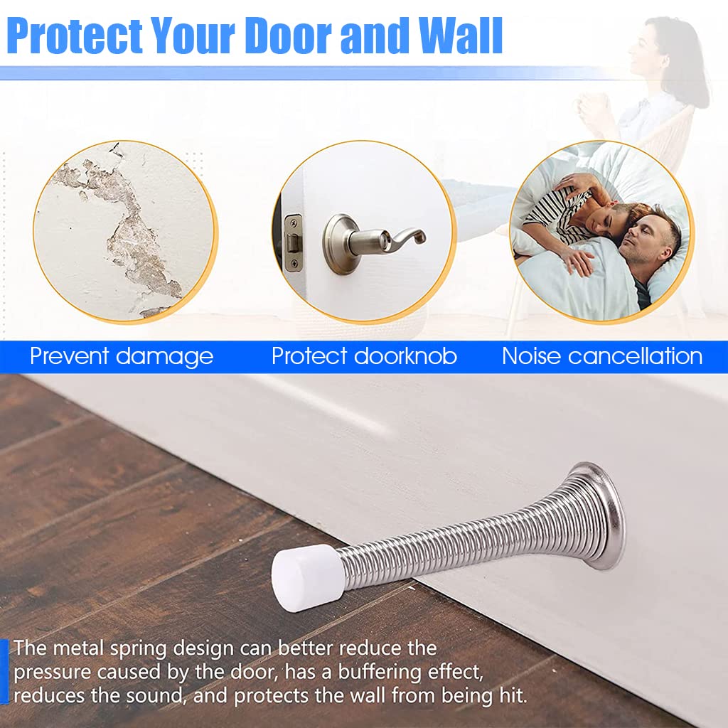 HASTHIP Door Stop for Home and Office with Screw Mount Design and Rubber Tip | 4pcs Zinc Alloy