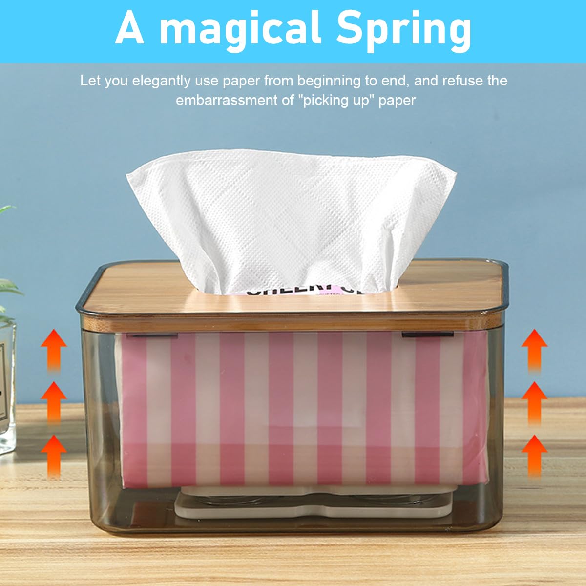 HASTHIP Tissue Box Holder for Home and Office featuring Spring Loaded Support 3Pcs 4.7x3x2.3 in White