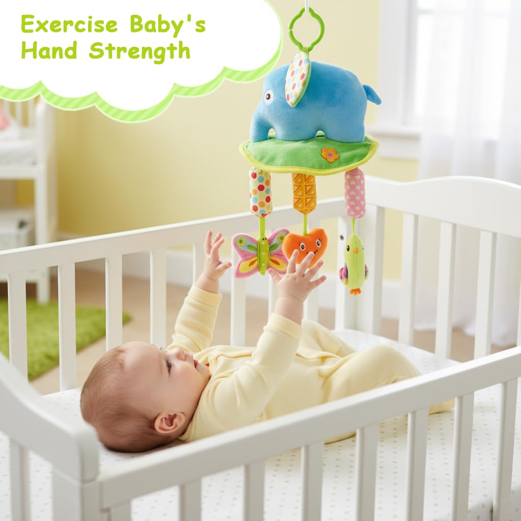 SNOWIE SOFT Baby Car Toy for Stroller with Teether and Rattle Sound | Soft Plush Duck