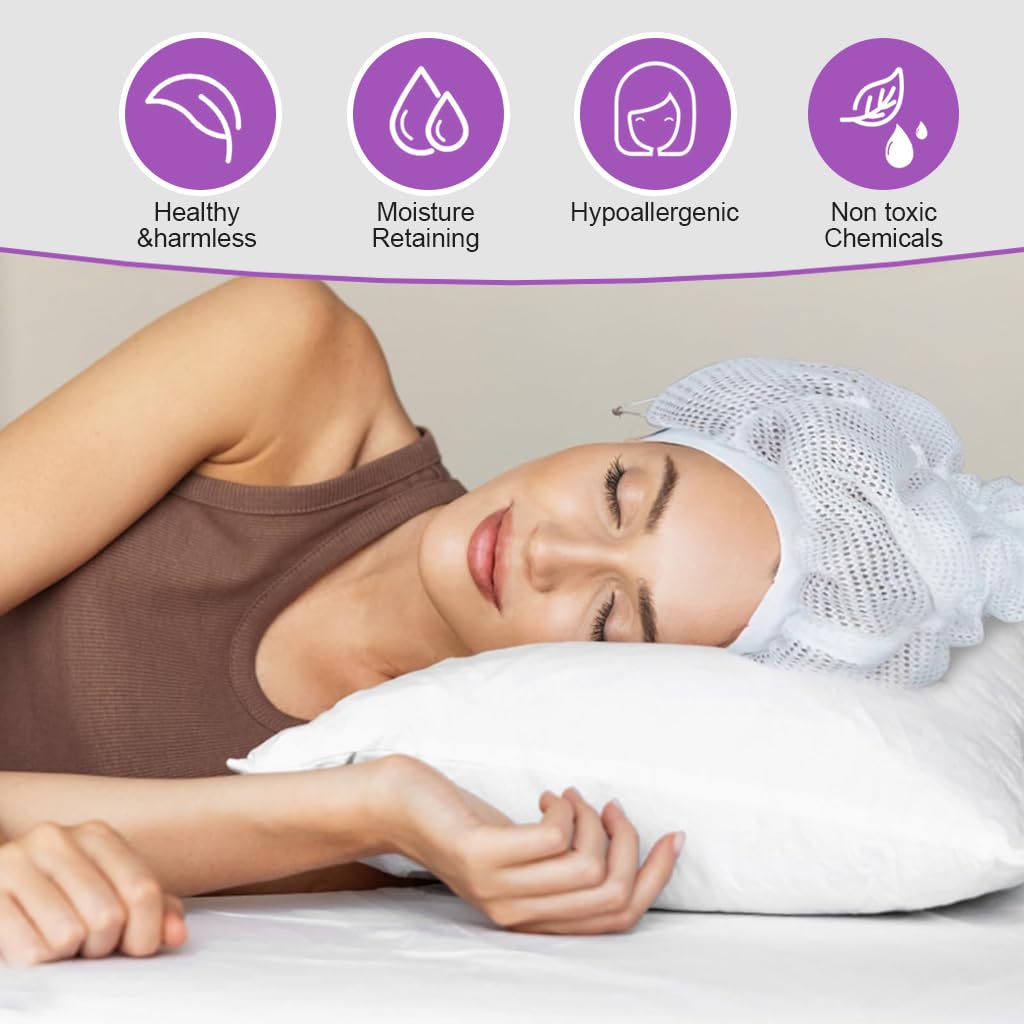 MAYCREATE Net Plopping Cap for Drying Curly Hair with Adjustable Drawstring and Satin Bonnet | Easy to Use and Quick Dry