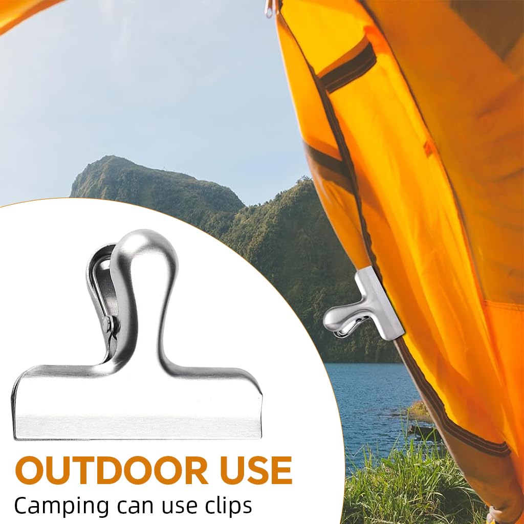 Supvox Stainless Steel Food Bag Clips 4 Pack for Snacks and Coffee with Spring Loaded Grip | Airtight Seal for Kitchen and Office Use