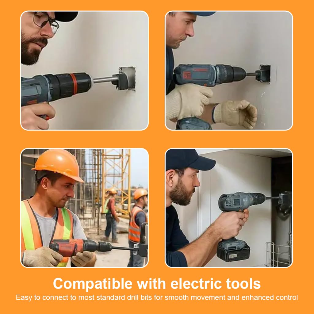 Serplex Square Hole Cutter for Power Drill featuring 3PCS Set | Stainless Steel Tool for 86-Type Junction Box