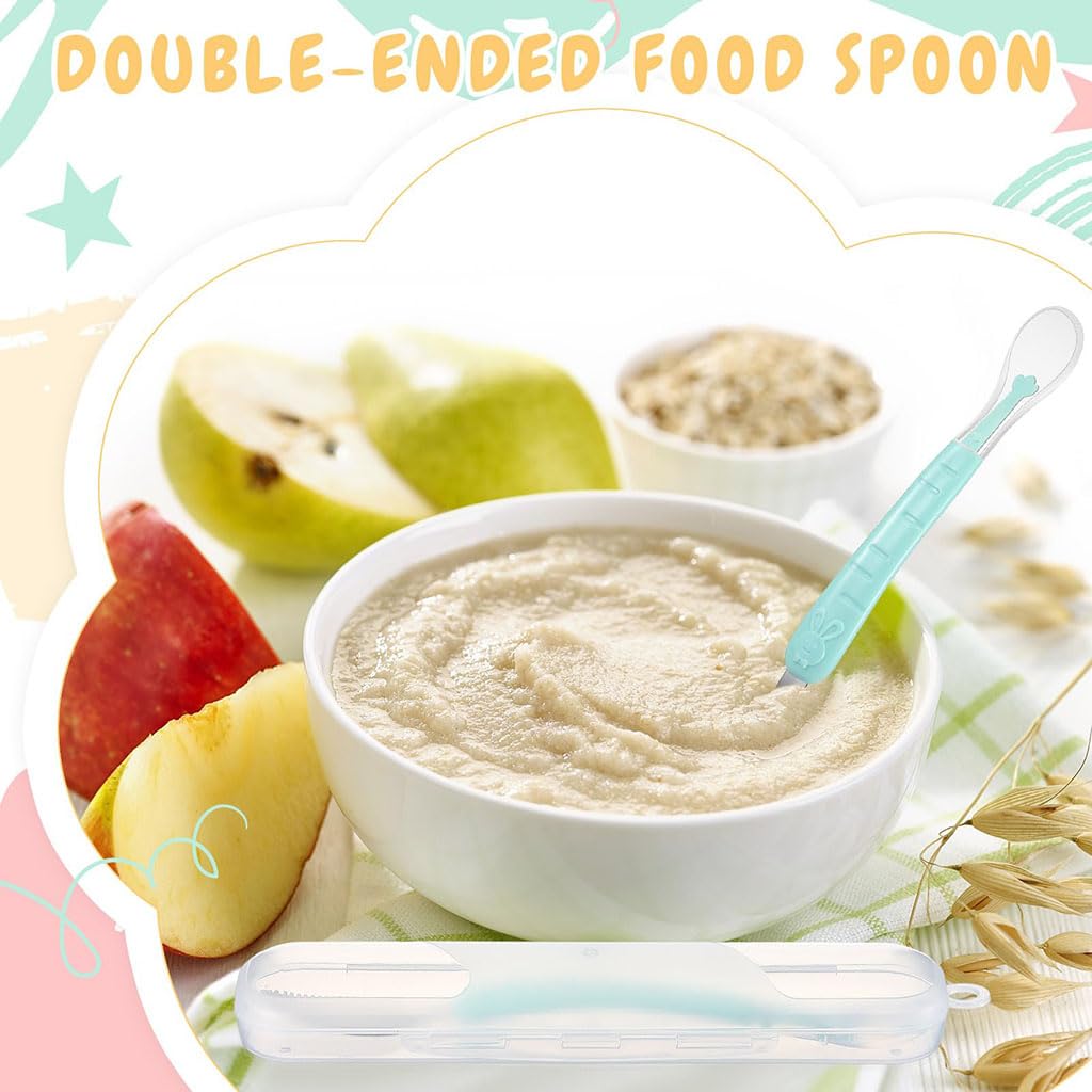 Kisangel Baby Scraper Spoon for Fruit Puree with Double Head Serrated Design and Storage Box