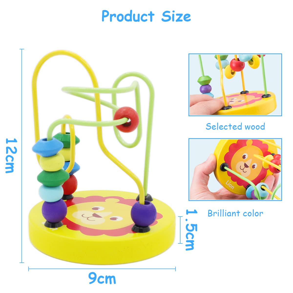 PATPAT Wooden Toy Puzzle for Kids with 2 Twisted Routes and 12 Color Beads | Montessori Maze