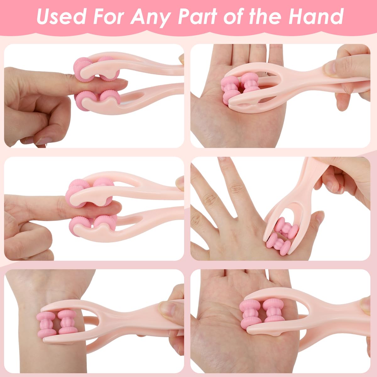 HANNEA Finger Acupressure Roller Massager for Stress Relief with Dual Row Design | Pink