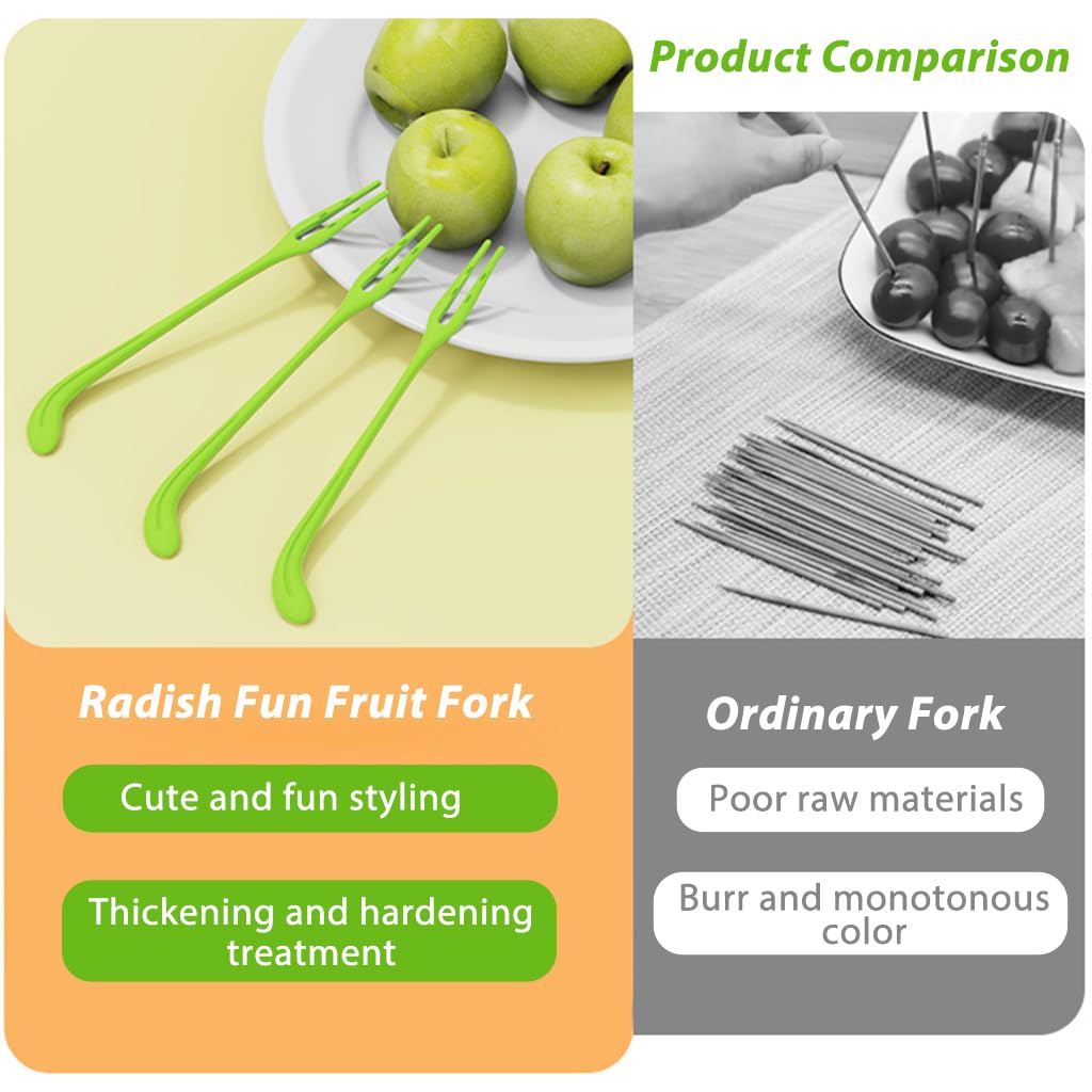 HASTHIP® 30Pcs Fruit Fork for Kids, Creative Cartoonish Carrot Fruit Fork, Little Forks Dessert Forks Mini Cartoon Toothpick for Cake Dessert Pastry Party Supply, Reusable, Food Grade Plastic