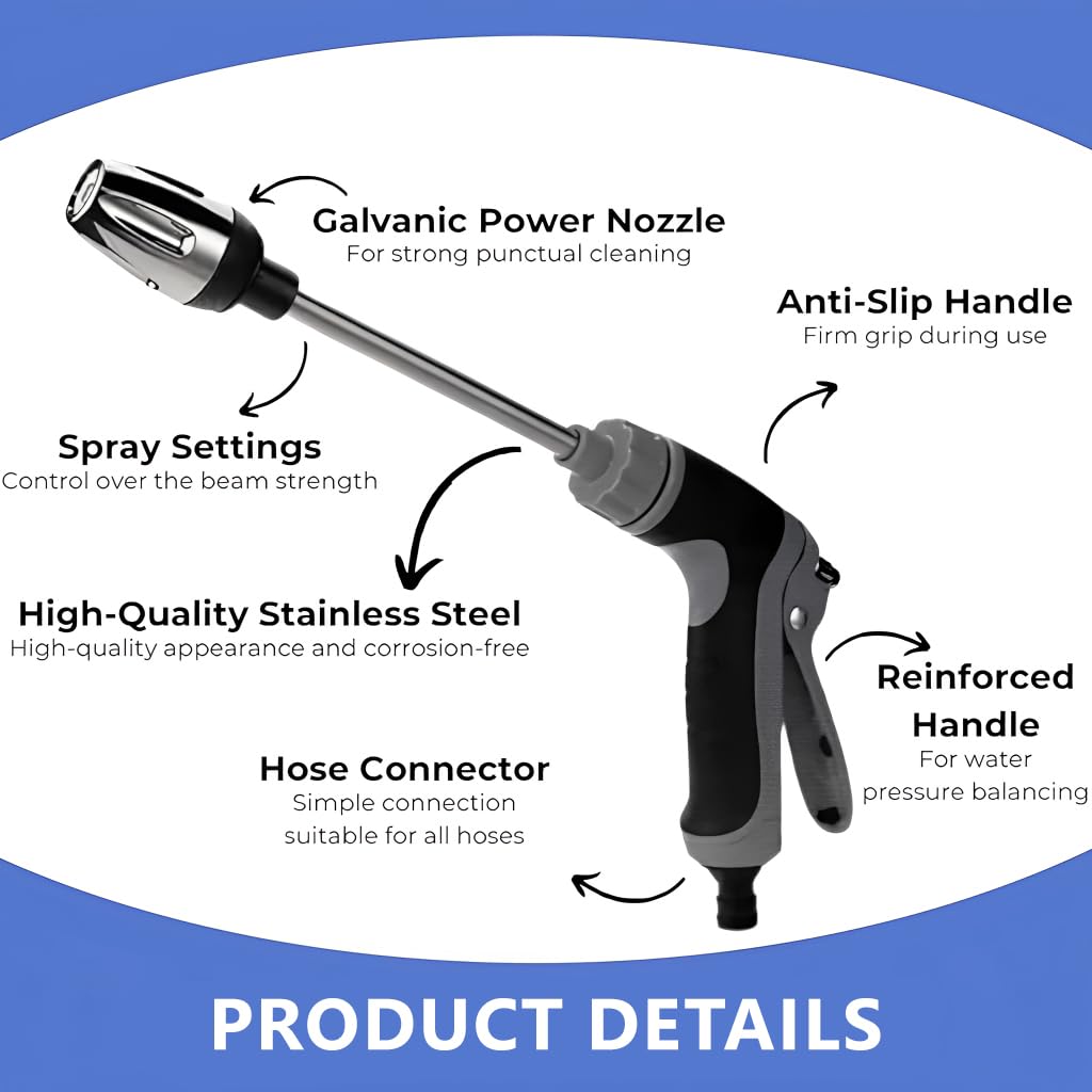 ASTHIP Pressure Water Gun for Car Washing with 3 Spray Modes and Built-in Foam Bottle | Adjustable Nozzle for Vehicle Cleaning and Garden Watering