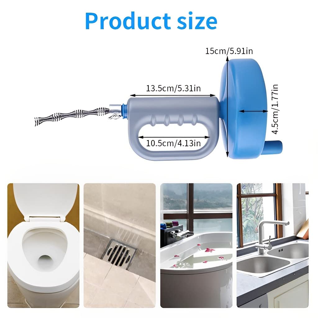 Supvox Pipe Cleaner for Sink and Drain Clogs with 5m Spiral Wire and Ergonomic Crank Handle | Stainless Steel Tool for Kitchen Bathroom and Toilet