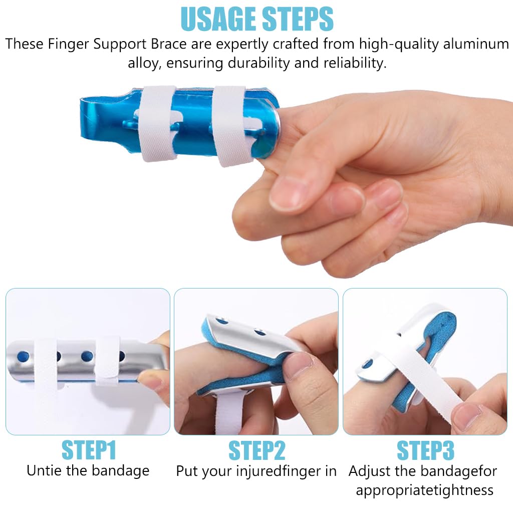 HANNEA® Aluminum Alloy finger splint, 3Pcs Finger Cot Splint Dual Hook and Loop Closure Strap Adjustable Finger SplintsPosture Corrector for Finger Fractures, Dislocations, Sprains Finger Brace