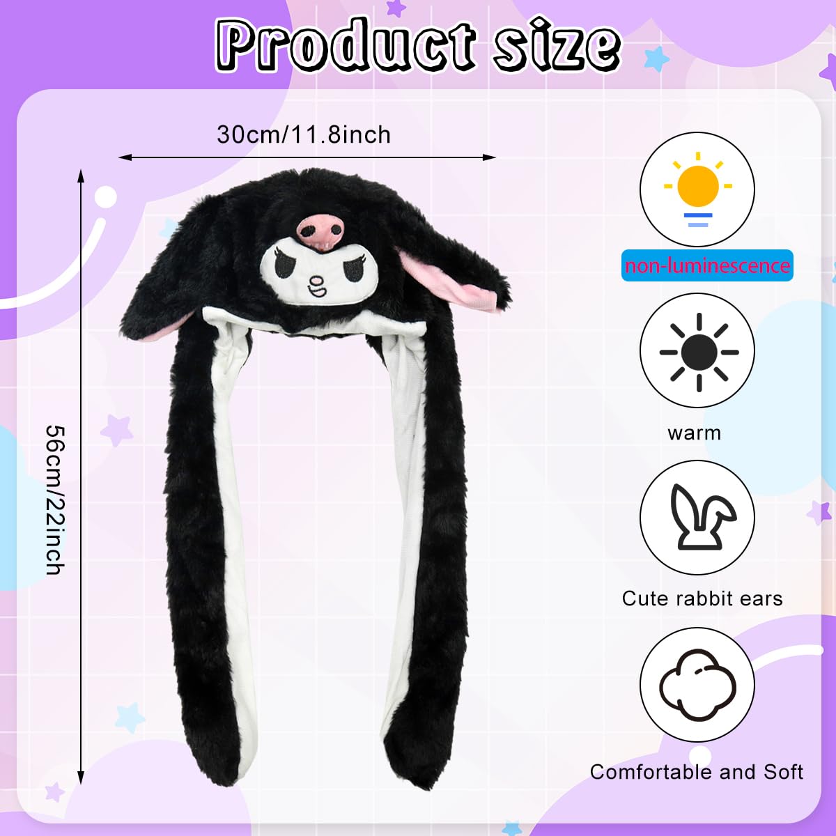 PATPAT Kawaii Winter Hat for Girls featuring Kuromi Plush with Fun Moving Ears | Cozy Gift