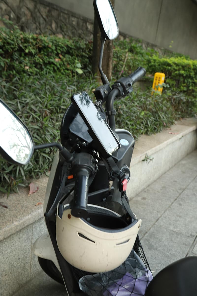 STHIRA Motorcycle Helmet Lock with Phone Holder for 20–33mm Handlebar | Aluminum Alloy