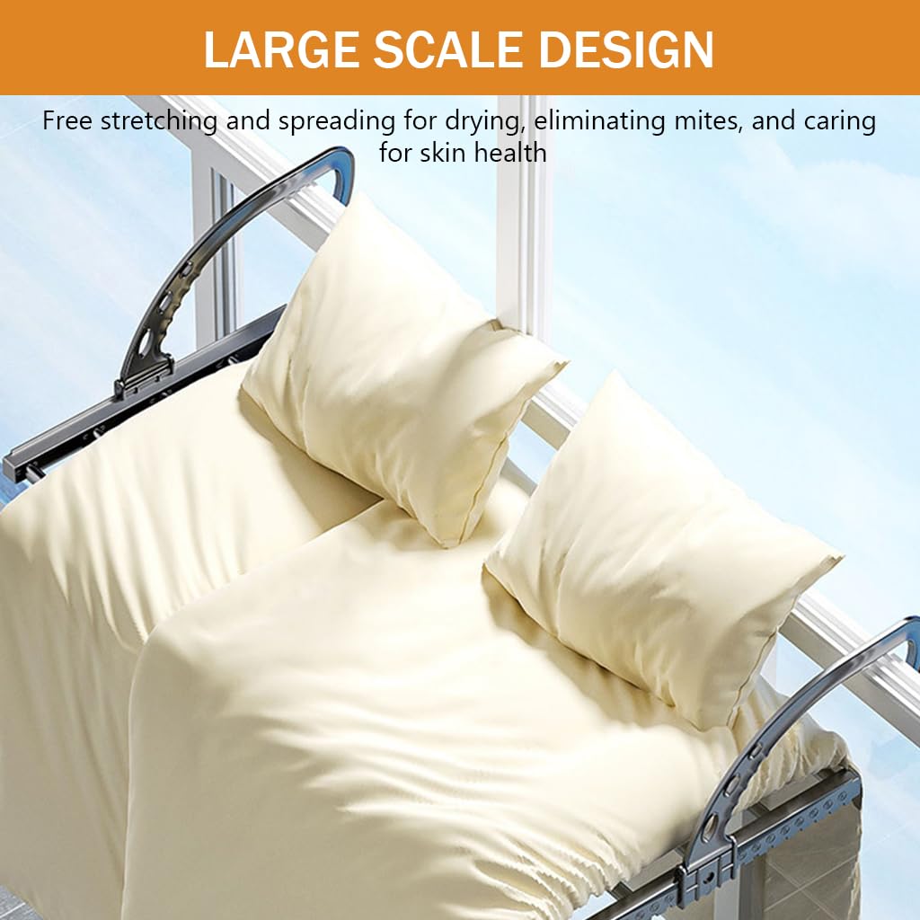 HASTHIP Retractable Cloth Drying Stand for Balcony and Bathroom with 38–55cm Adjustable Design featuring Carbon Steel Construction | Space Saving Laundry Rack