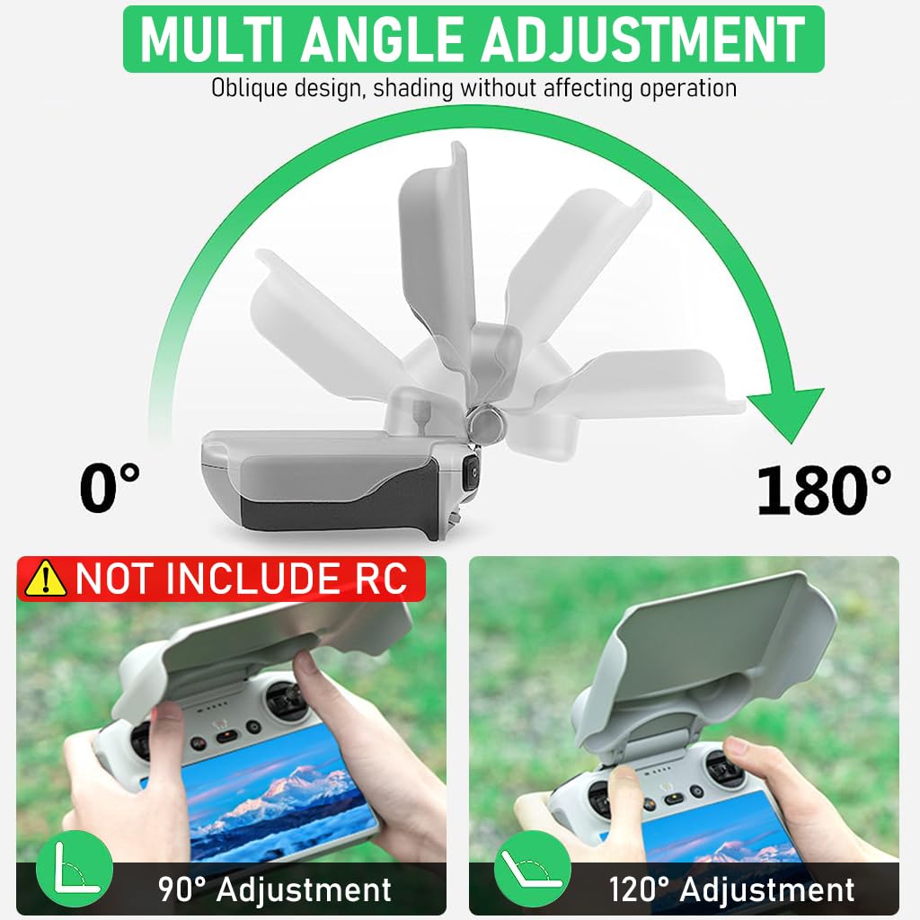 PATPAT Screen Sun Visor Protection Case for Mini 3 Pro RC with Control Handle Cover and Anti‑Glare Screen