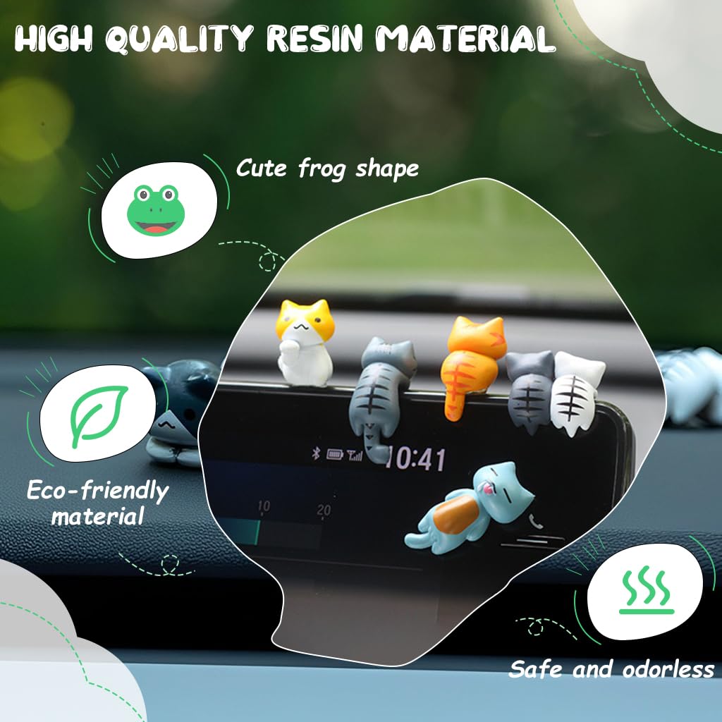 STHIRA Cat Dashboard Ornaments for Tesla Touchscreen with 6 PVC Charms | Cute Gift Idea