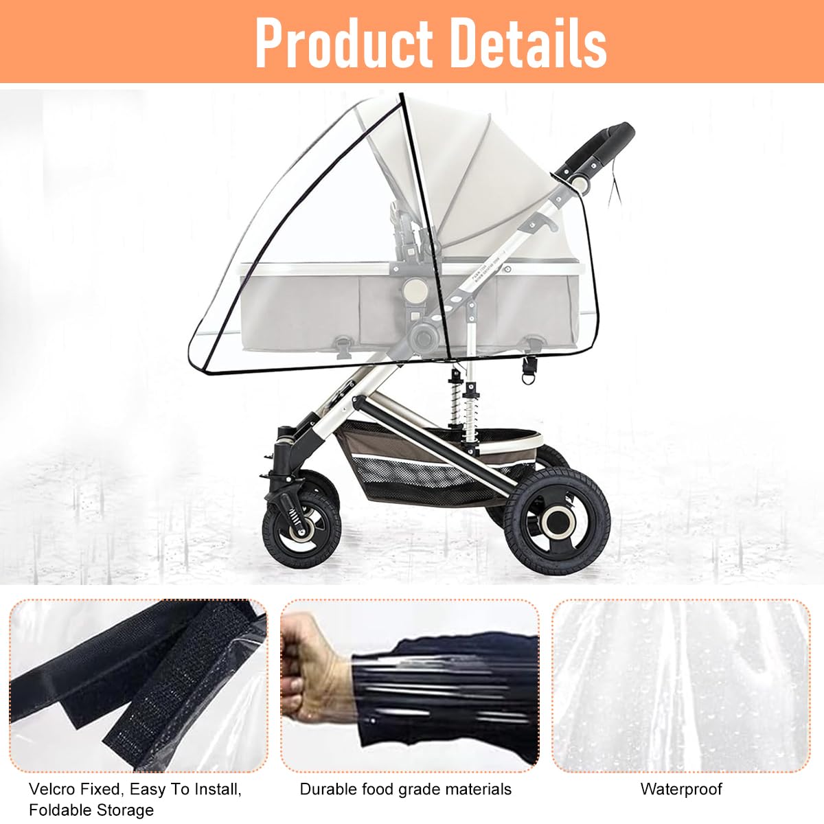 SNOWIE SOFT Baby Stroller Rain Cover for Outdoor Use with Clear EVA Shield | Universal Fit