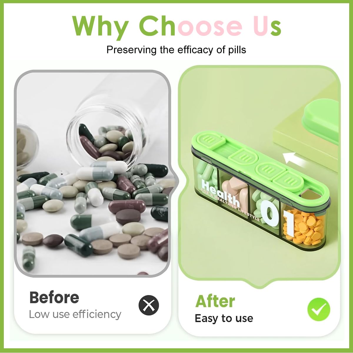 HANNEA Pill Dispenser 3PCS for Travel with 4 Compartments and Moisture-Proof Seal | BPA-Free Organizer Box