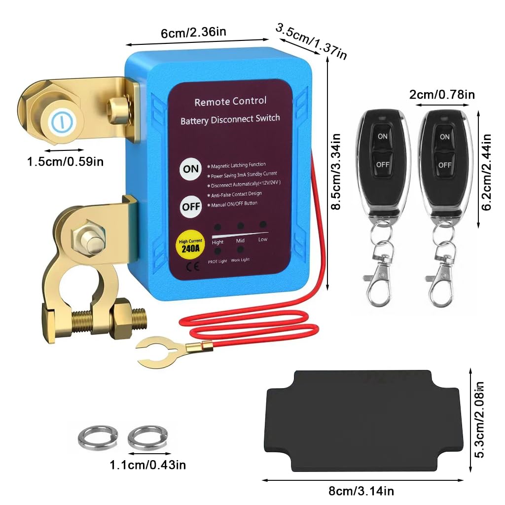 STHIRA Car Battery Power Switch for 12V and 24V Vehicles with LCD Display and 2 Remotes