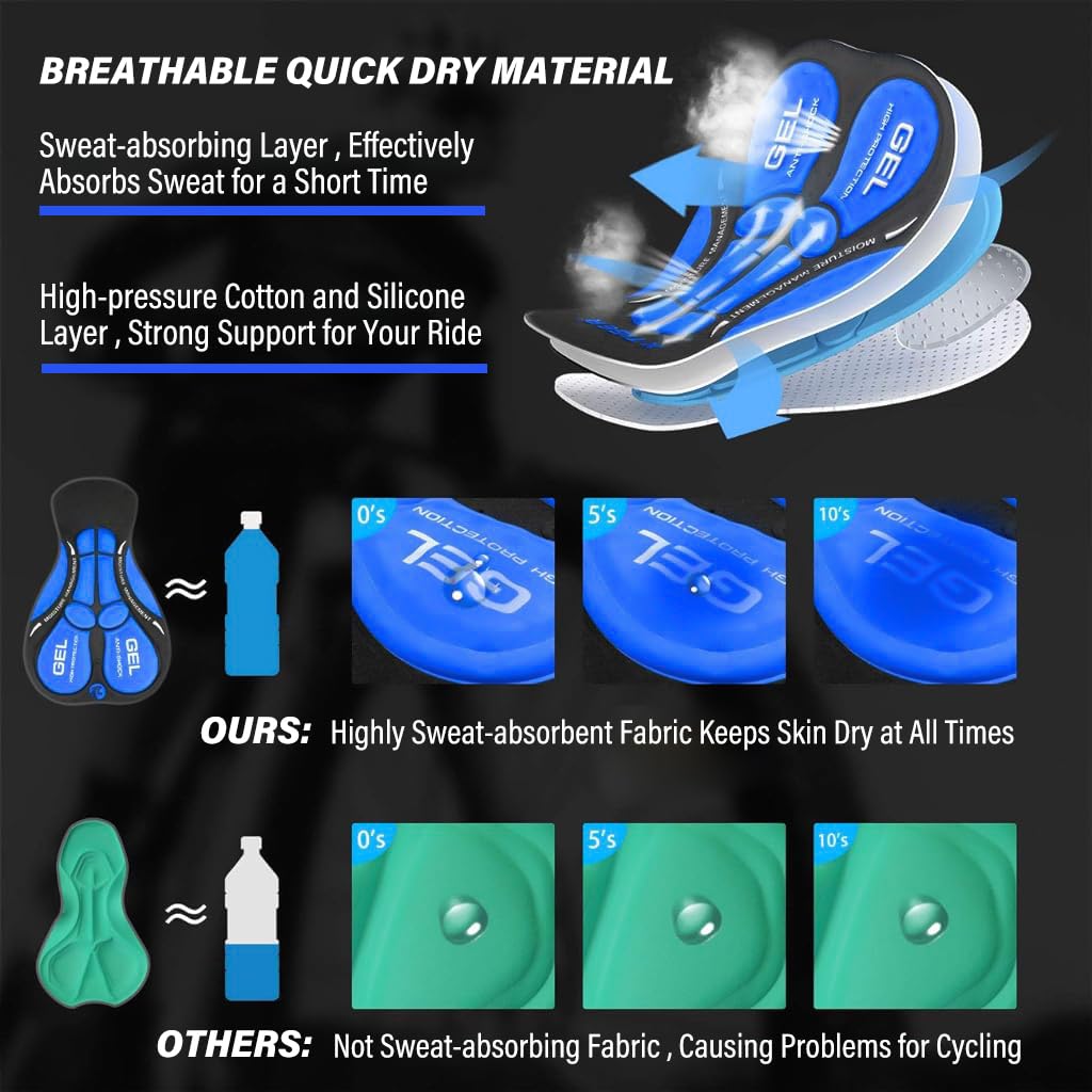 PROBEROS Men's Cycling Shorts for Long Rides featuring 3D Padded Cushion & Quick Dry Fabric