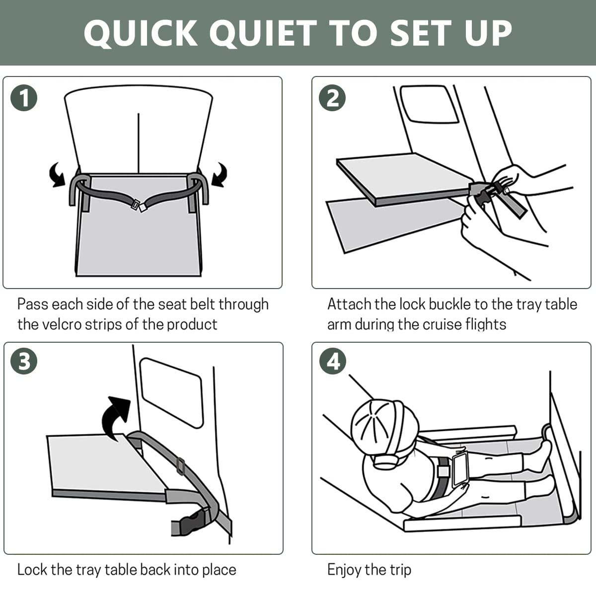 HASTHIP Airplane Footrest for Kids with Adjustable Straps 79×44cm Grey | Toddler Travel Bed