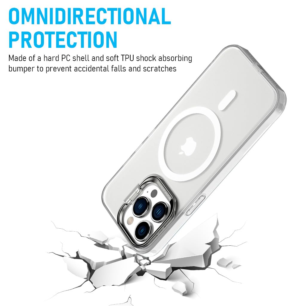 ZORBES Hybrid Back Cover Case for iPhone 14 Pro Max with MagSafe and 2 in 1 Camera Stand