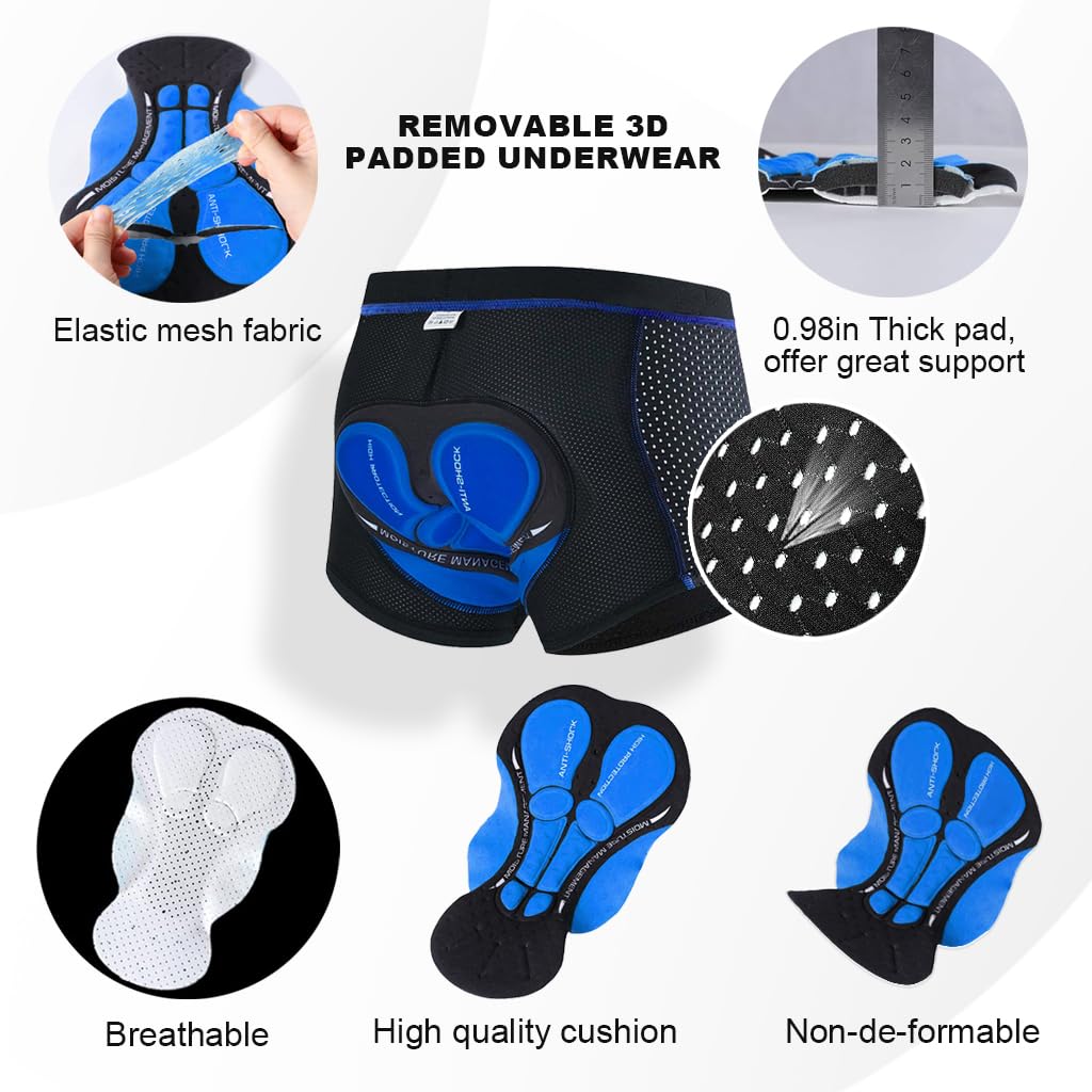 PROBEROS Men's Cycling Shorts for Long Rides with 3D Gel Foam Padding and Silicone Grip | Breathable Quick Dry Nylon Spandex