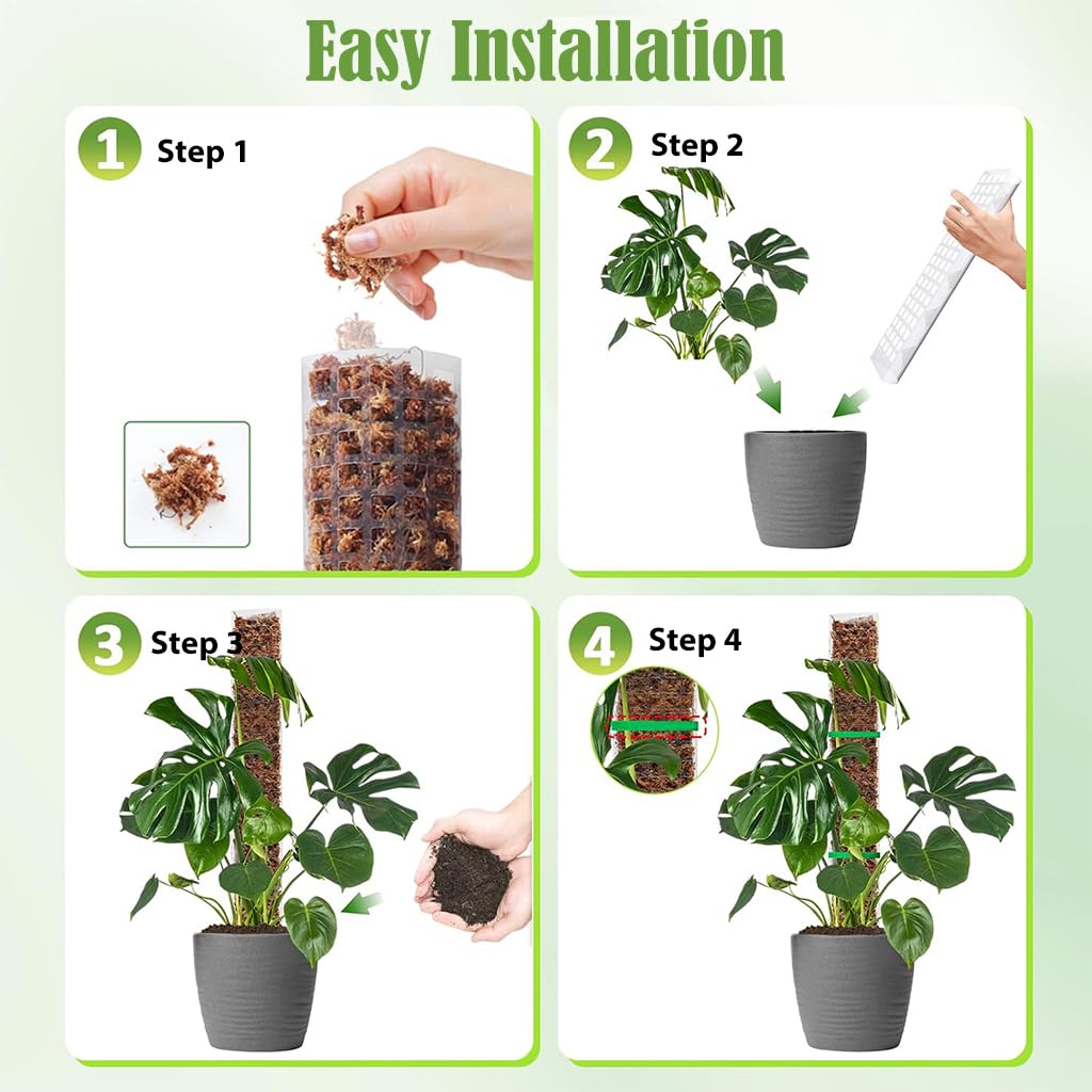 HASTHIP Plastic Moss Pole for Monstera and Pothos 6pcs 23.62in | Hollow Out Upright Growing Support
