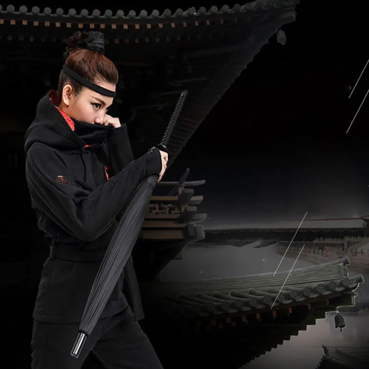 PALAY Samurai Sword Umbrella with 16 Steel Ribs and Auto Open Mechanism | 38.5 in Japanese Style