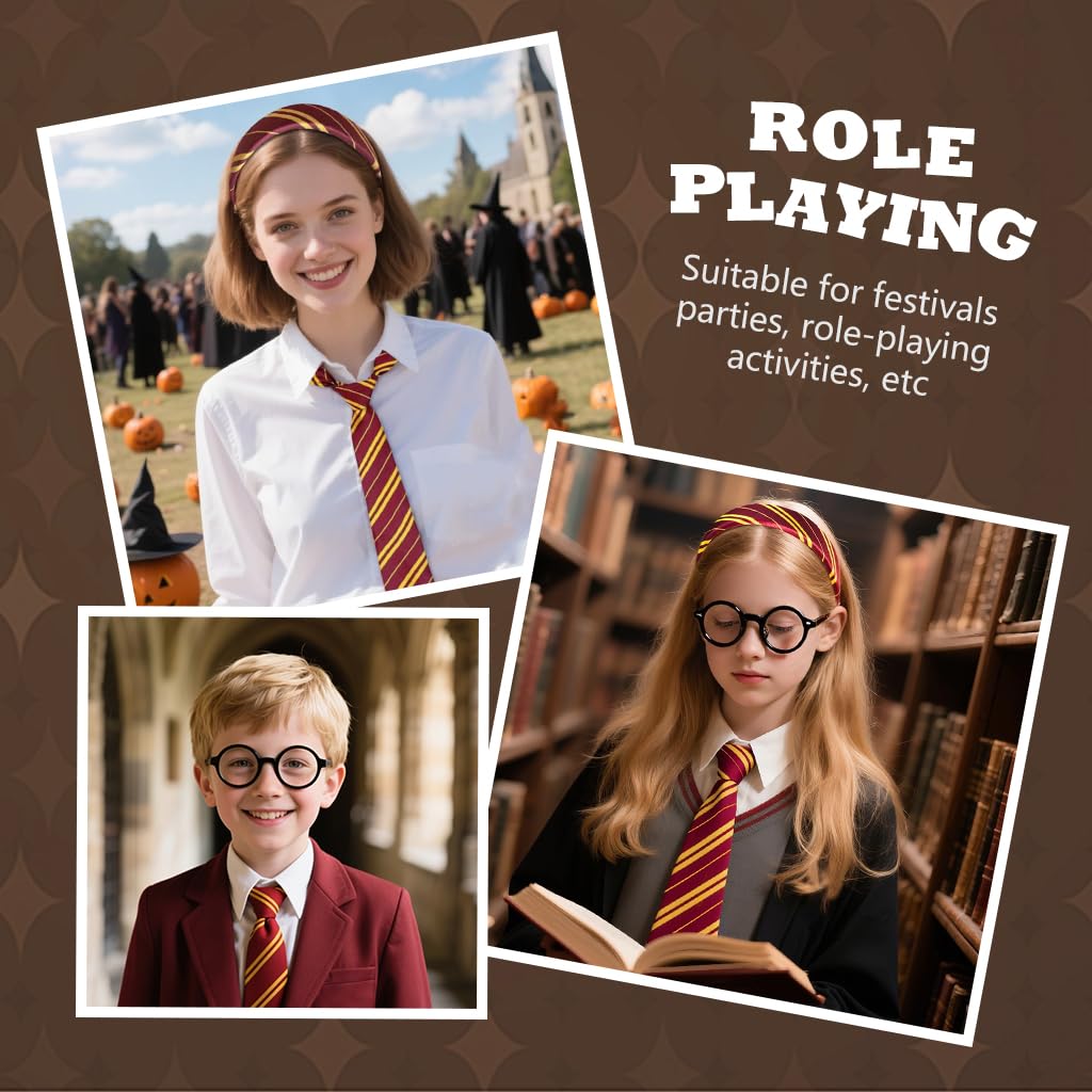 PATPAT Wizard Cosplay Costume for Halloween with 3Pcs Necktie Glasses and Headband Set