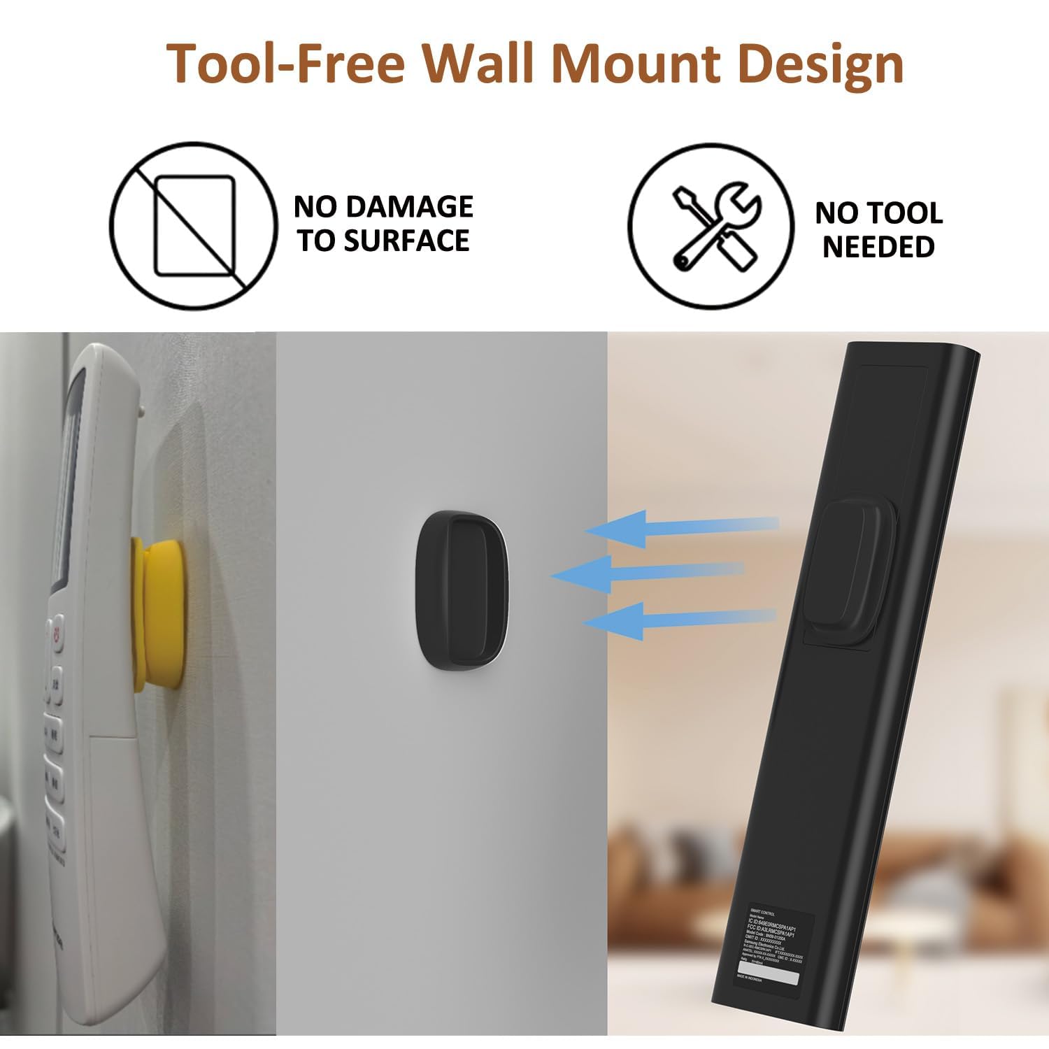ZORBES Magnetic Wall Mounts for Remotes with Self Adhesive Snap On Design | 5Pcs Set